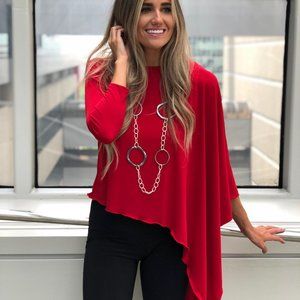 Elegant Red Asymmetrical Blouse